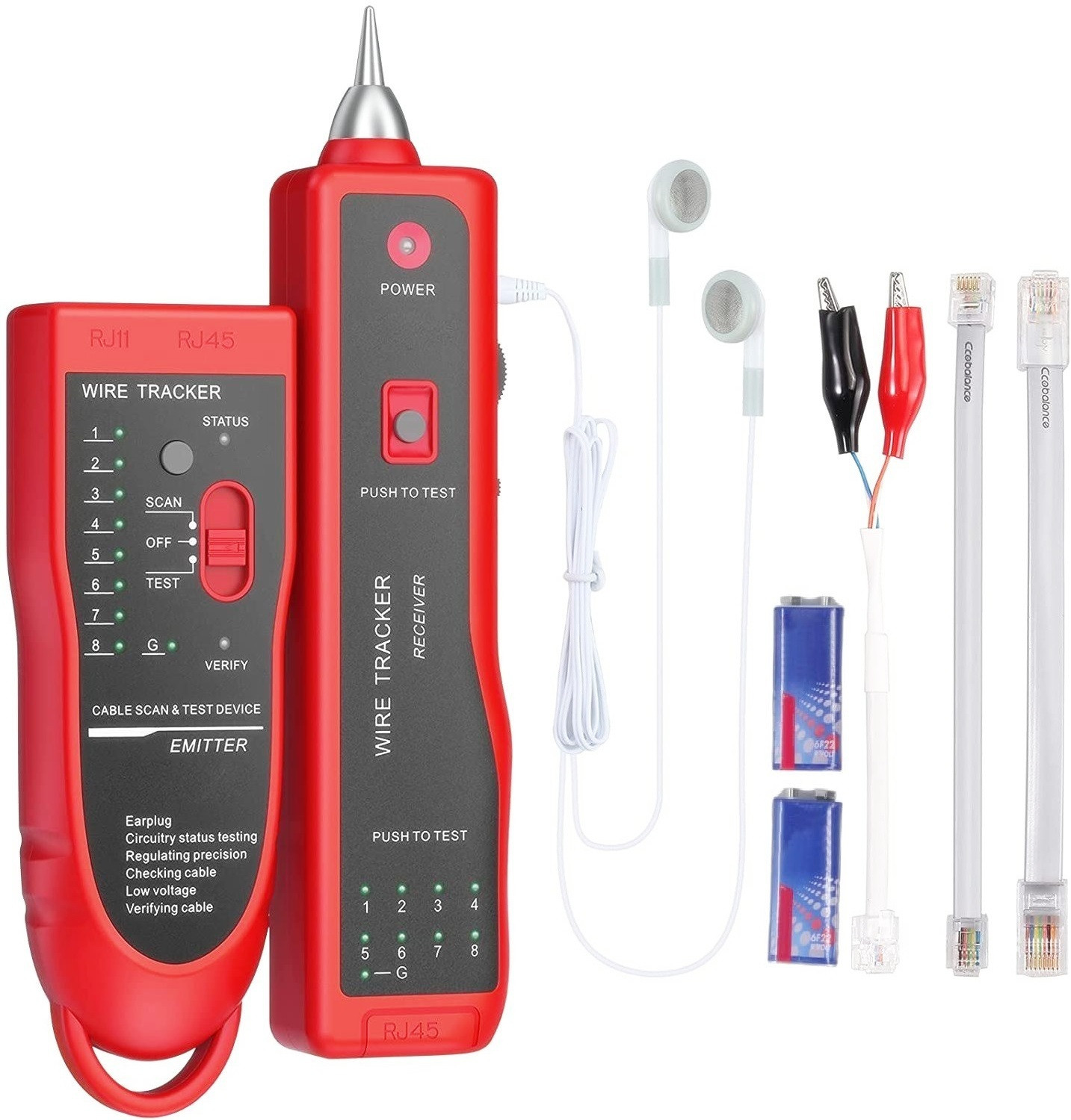 goodsbazaar 868 Wire Tracker Network Cable Detector LAN Tester Ethernet RJ11 RJ45 Cat5 Cat6 Digital Battery Tester image 1