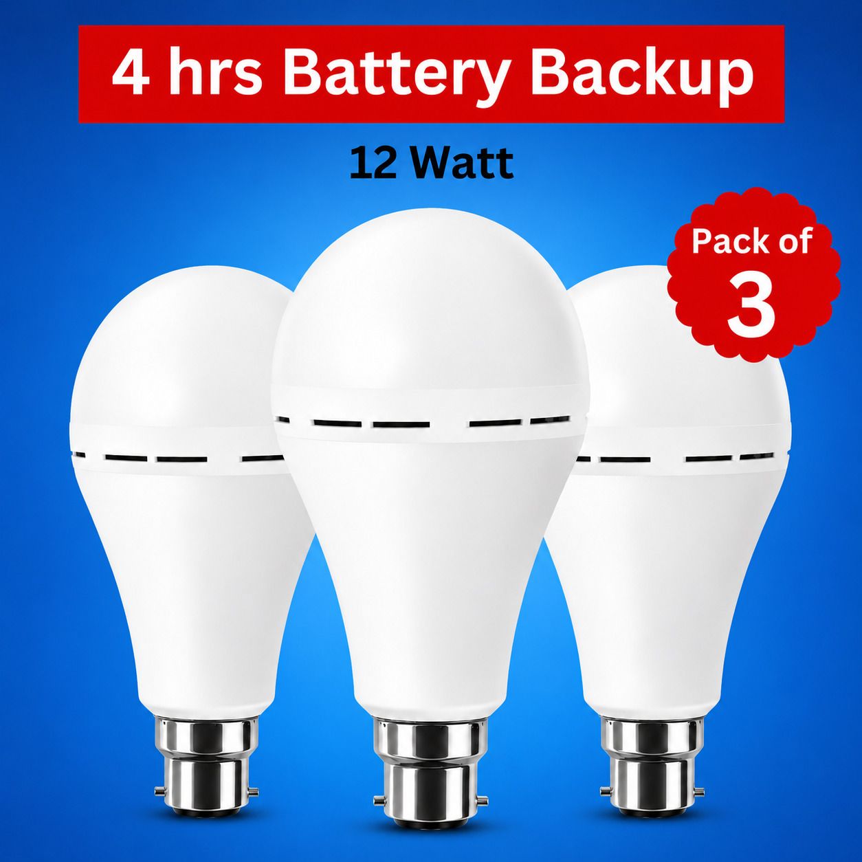 12W Power Backup Bulb Pack of 3 4 hrs Bulb Emergency Light-image-26