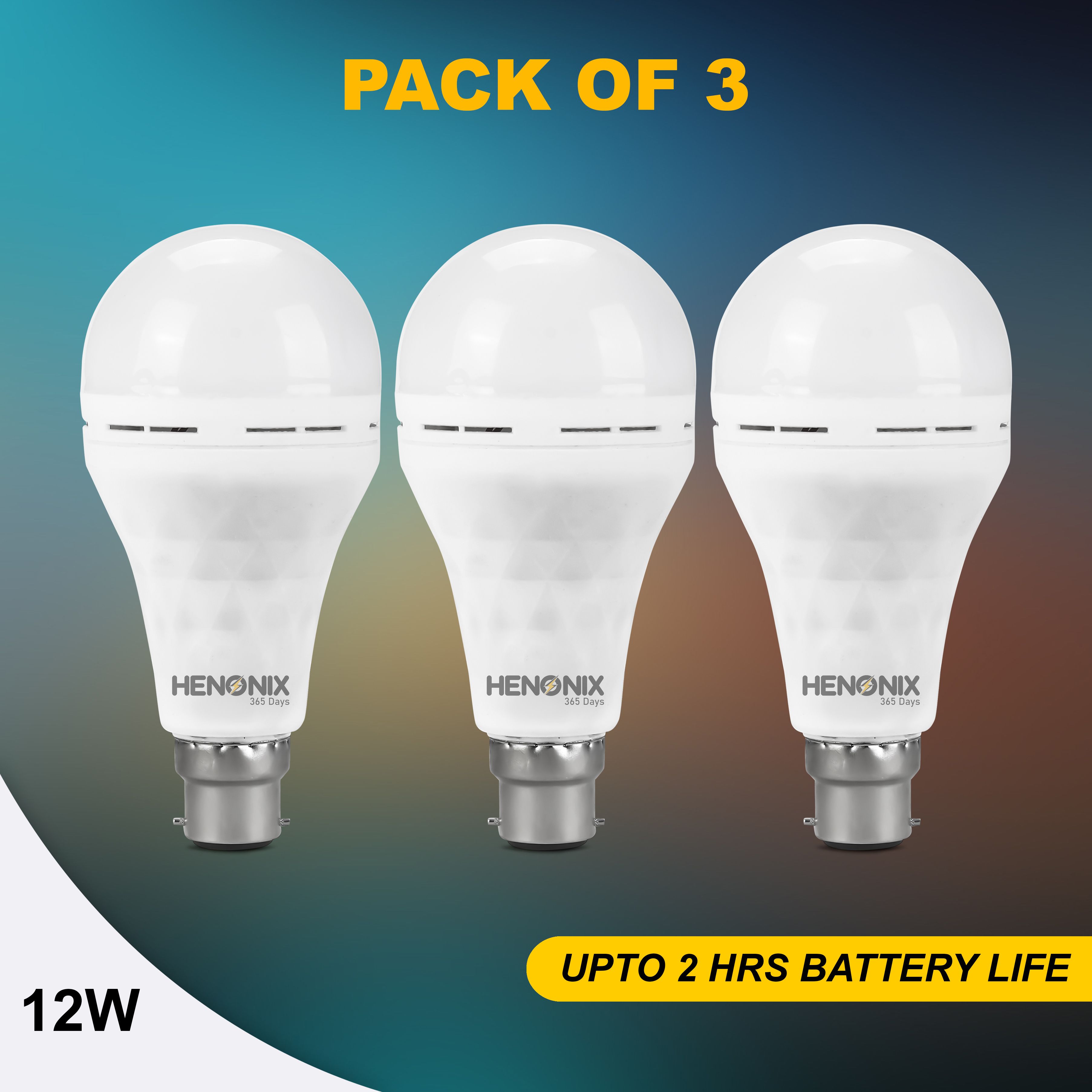 Rechargeable LED, Energy Saving, Long Life, 12W Perfect During Power Failure 2 hrs Bulb Emergency Light