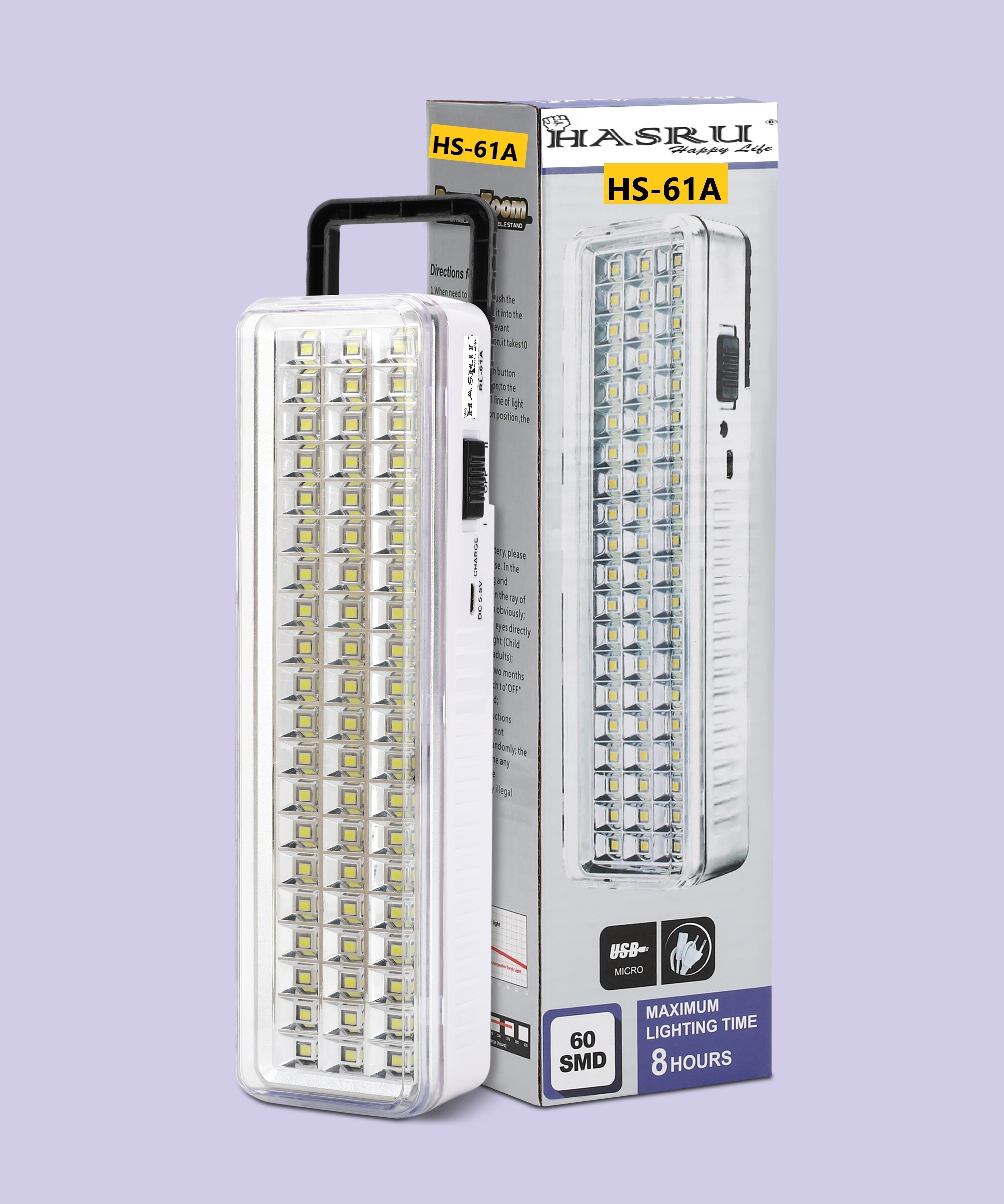 hasru High-Bright LED Light with Android Charging Support Rechargeable Emergency LIght 8 hrs Flood Lamp Emergency Light image 1
