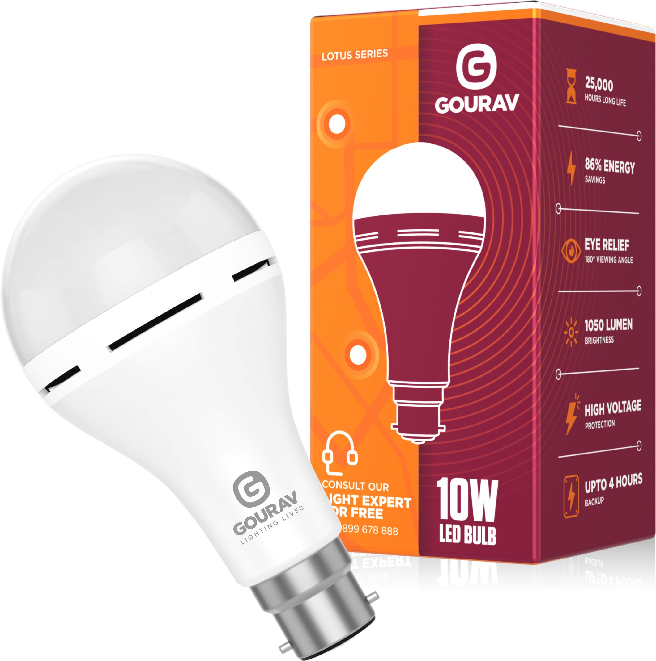 gourav 10 W Eye Safety Compliance Arbitrary B22 Inverter Bulb-picture-16