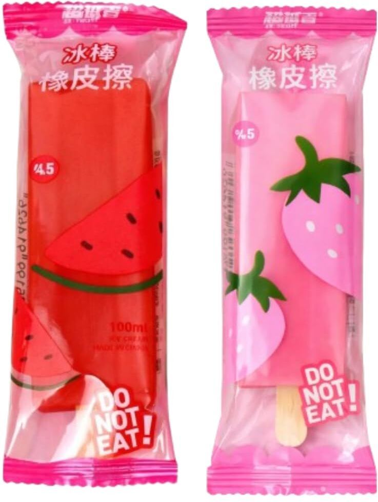 Cute Ice Cream Popsicle Eraser Fruit Design Soft Rubber Kids Stationery Novelty Non-Toxic Eraser-image-45