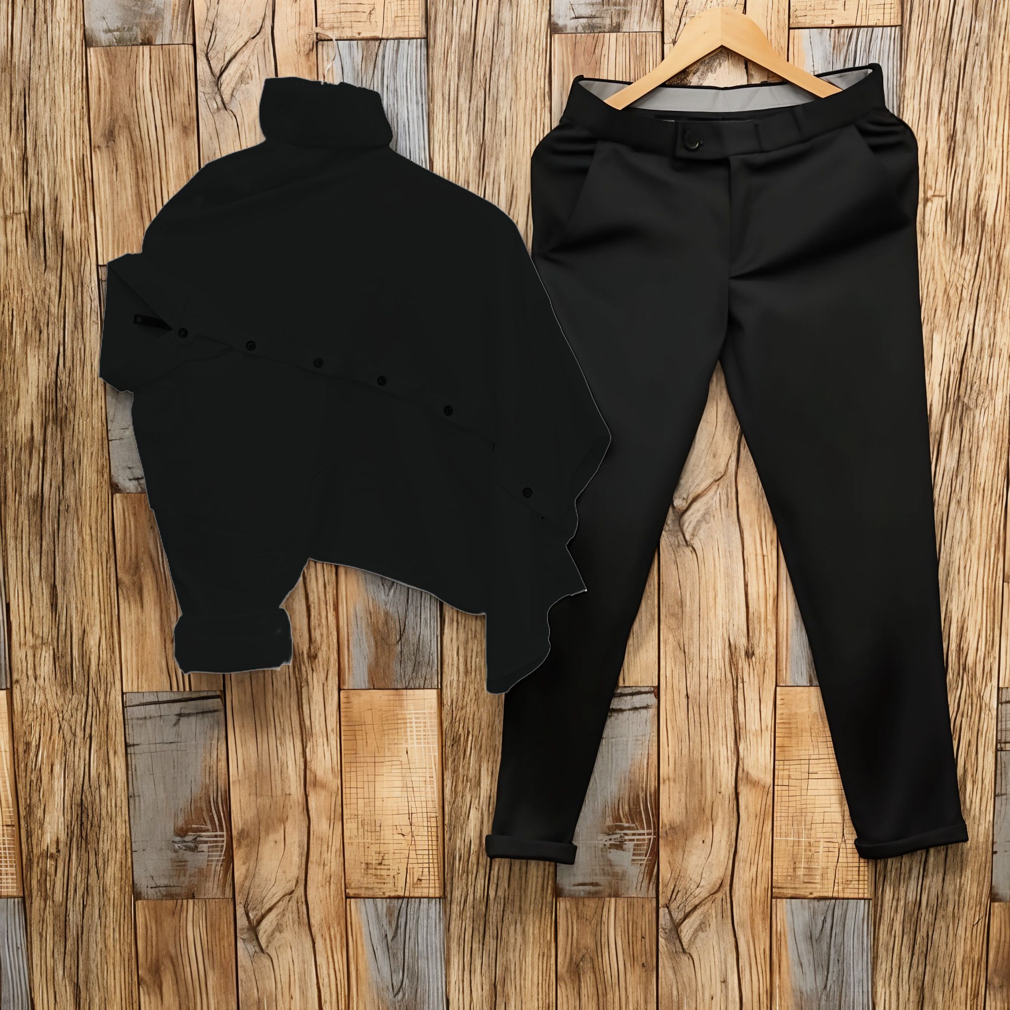 vuonfab Men Cotton Blend Shirt Pant Set-picture-4