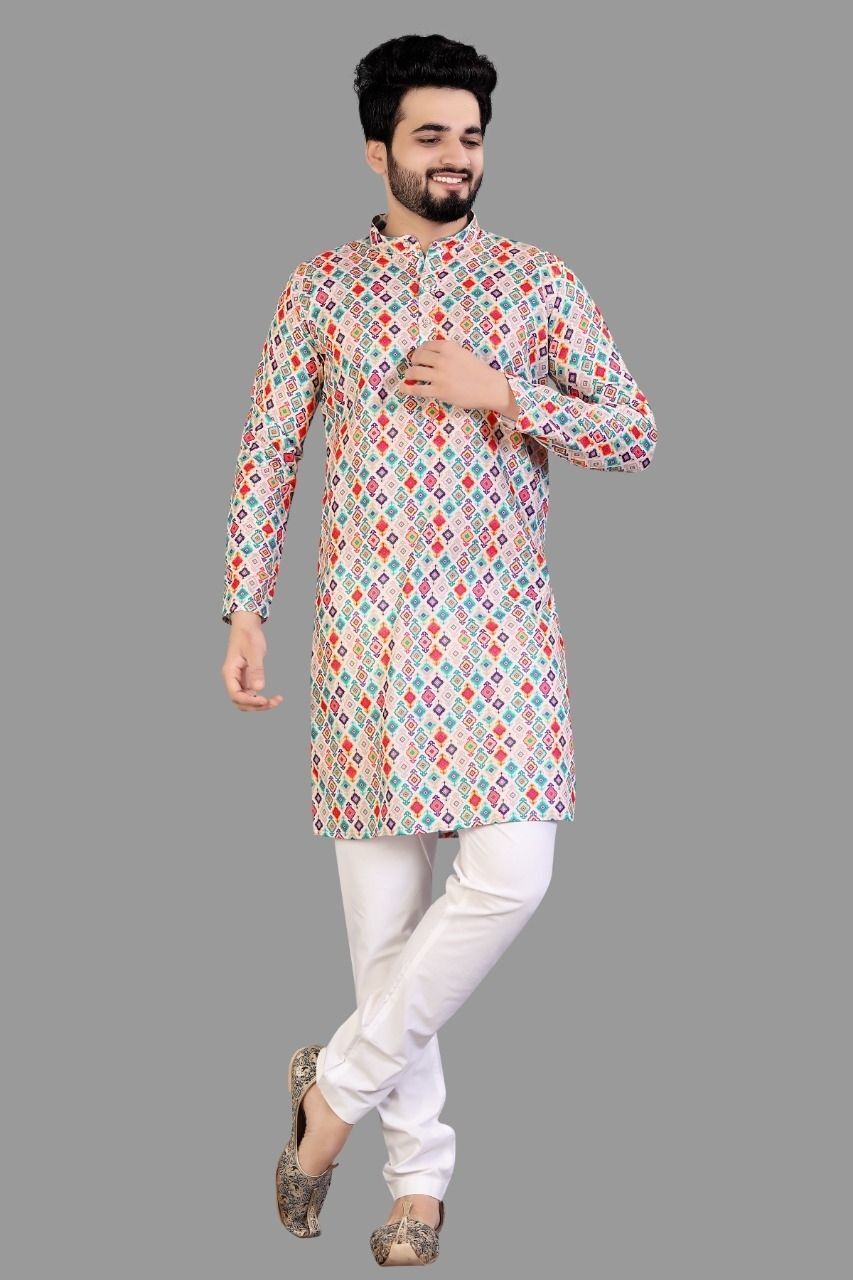 stylevaultt Printed Cotton Blend Straight Kurta for Men-picture-12