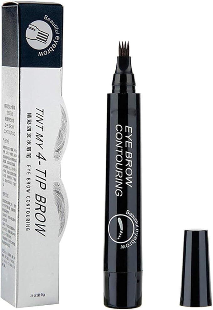 Waterproof 4 Point Eyebrow Pencil Black - Microblading Fork Tip Tint Pen-image-47