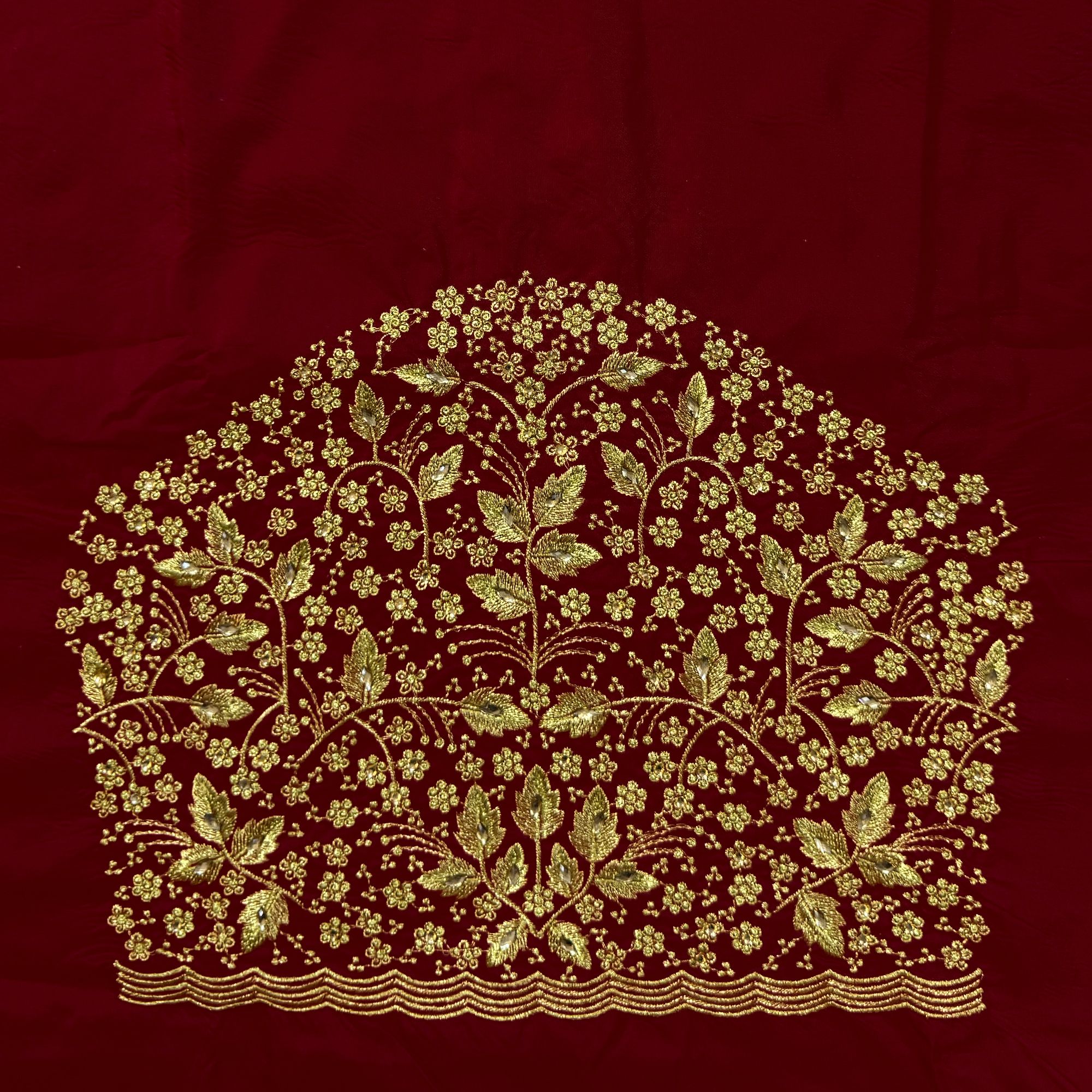 Unstitched Cotton Silk Blouse Material Embroidered-image-1