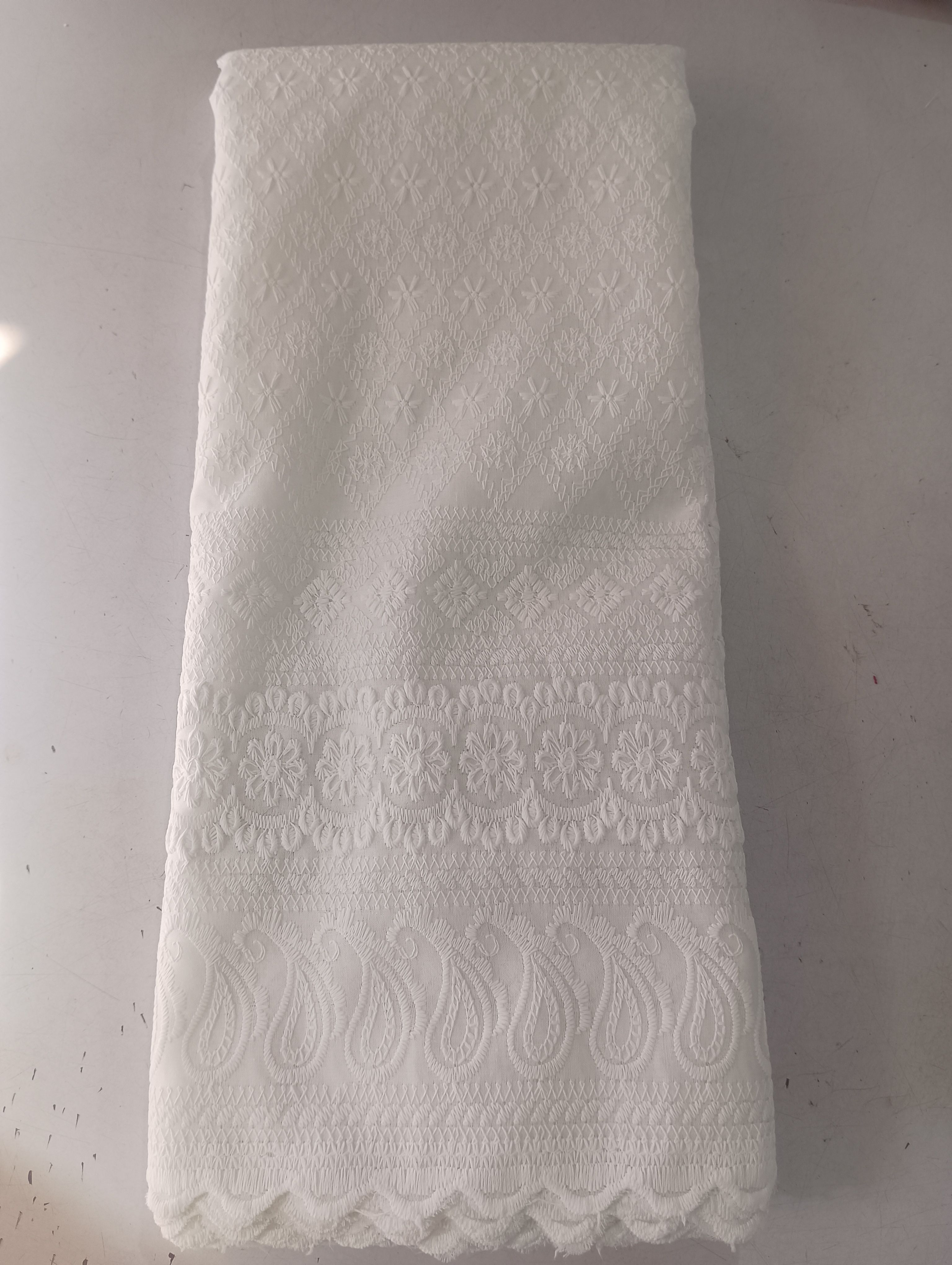 Unstitched Cotton Blend Kurta & Palazzo Material Embroidered