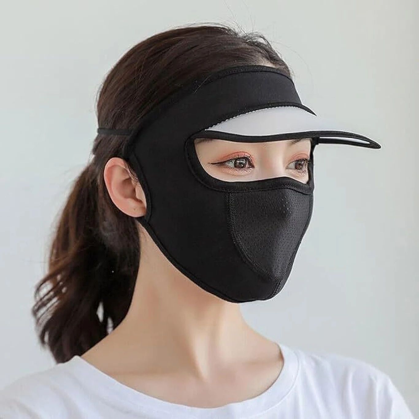 Summer Women UV Protection Cap Mask Foldable Face Cover Scarf Sun Hat Face Shaping Mask-image-22