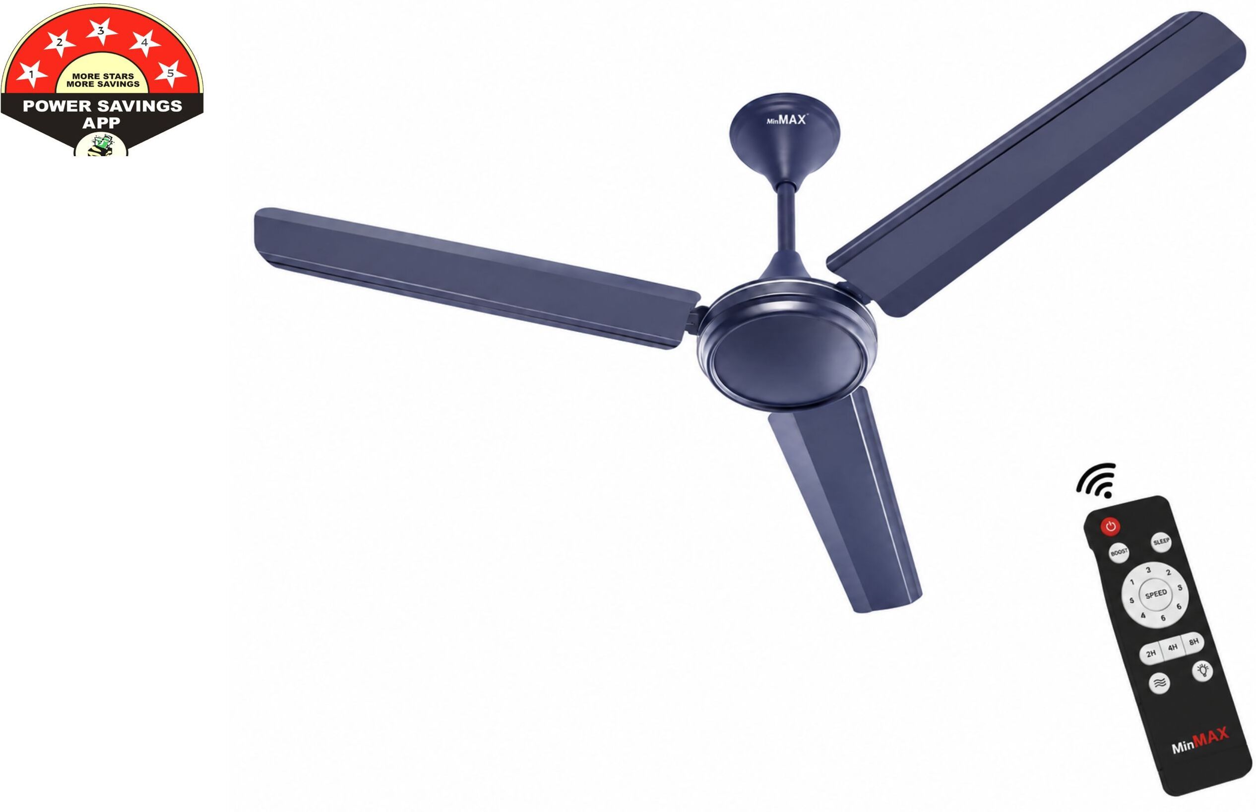 minmax 1200 mm Ceiling Fan Bis Approve with 24 Months Warranty 5 Star Fan | BLUE with 24 Months Warranty BLDC Motor with Remote, BLDC Motor, Remote Controlled, Silent Operation 1200 mm Ceiling Fan-picture-0