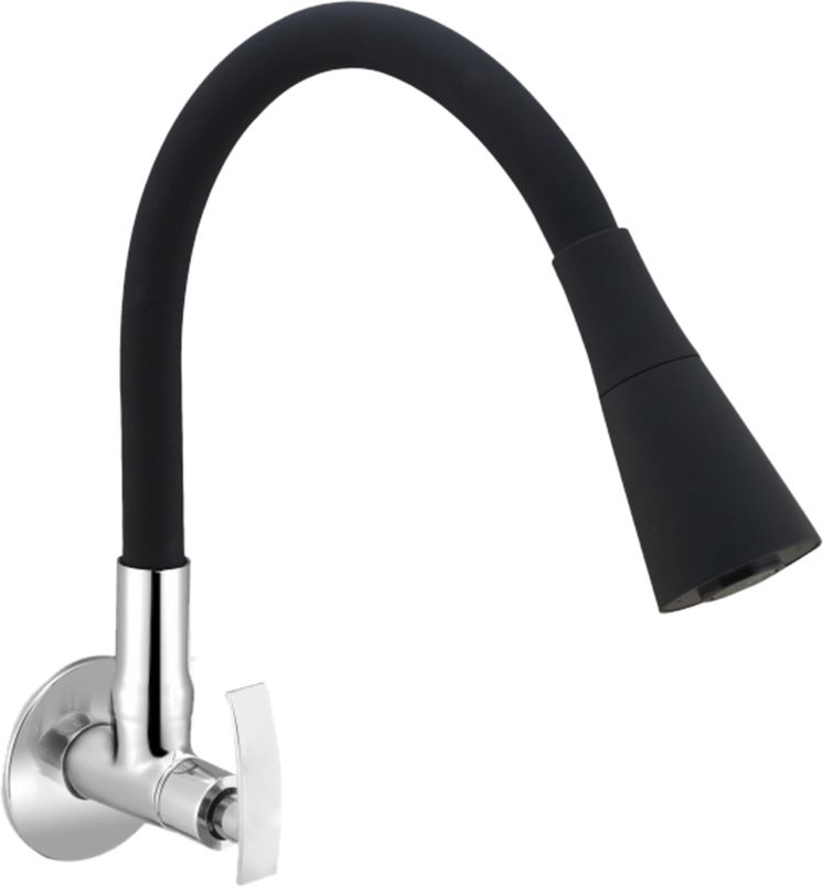 Desire Flexo Flexible sink Cock Pillar Cock 360 Degree Black Matte Silicon Hose & Dual Flow Pattern Cold Water Tap Pillar Tap Faucet