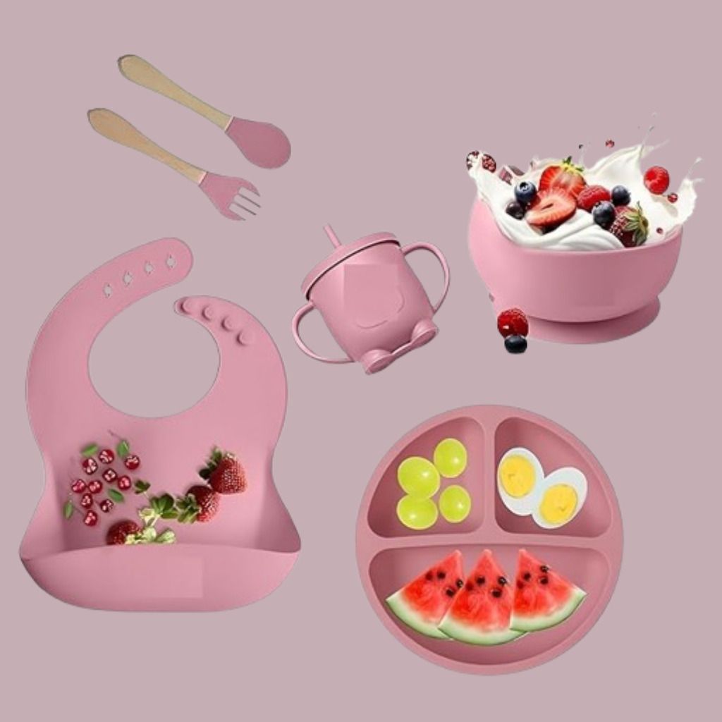 6PC_Toddler Mealtime Set with Cup Plate Bowl and Bib - Silicone-image-44