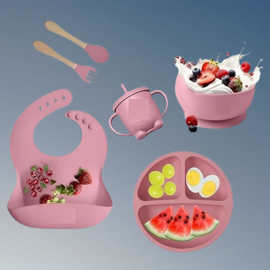 6PC_Toddler Dining Kit with Cup Bib Plate and Feeding Tools - Silicone-image-3