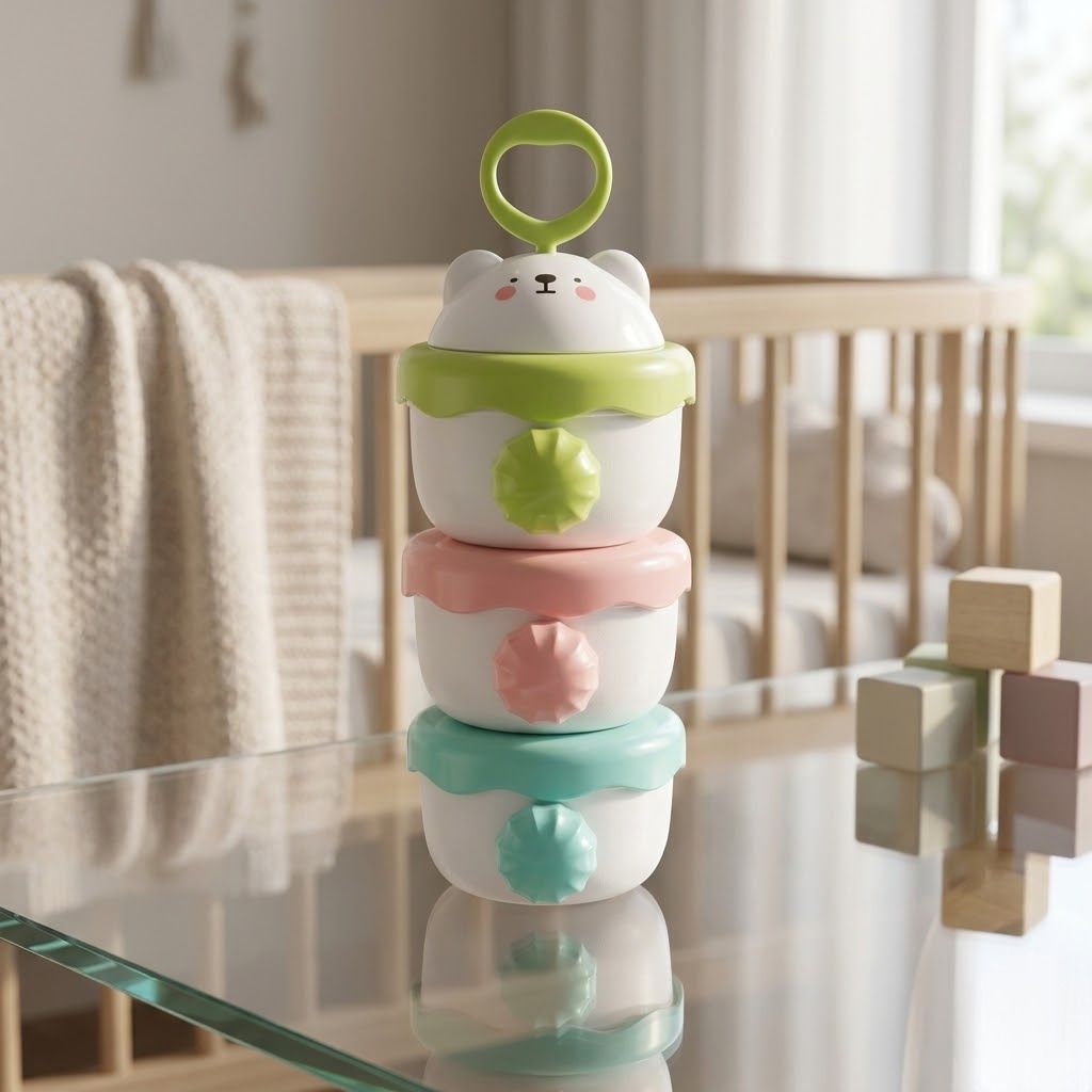 wanqlyn 3-Layer Portable Milk Powder Dispenser & Modular Snack Container for Baby - BPA Free-picture-3