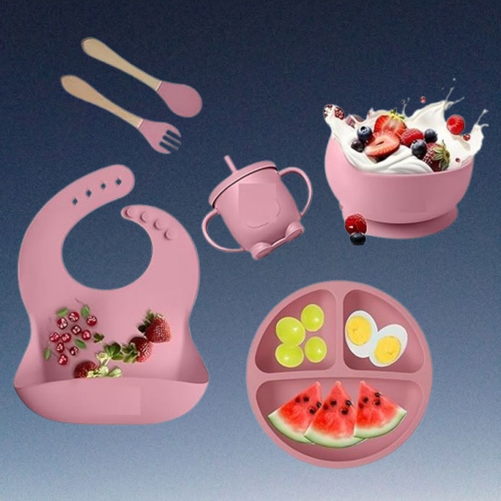 6PC_Kids Meal Set with Divided Plate Bowl and Cup - Silicone-image-19
