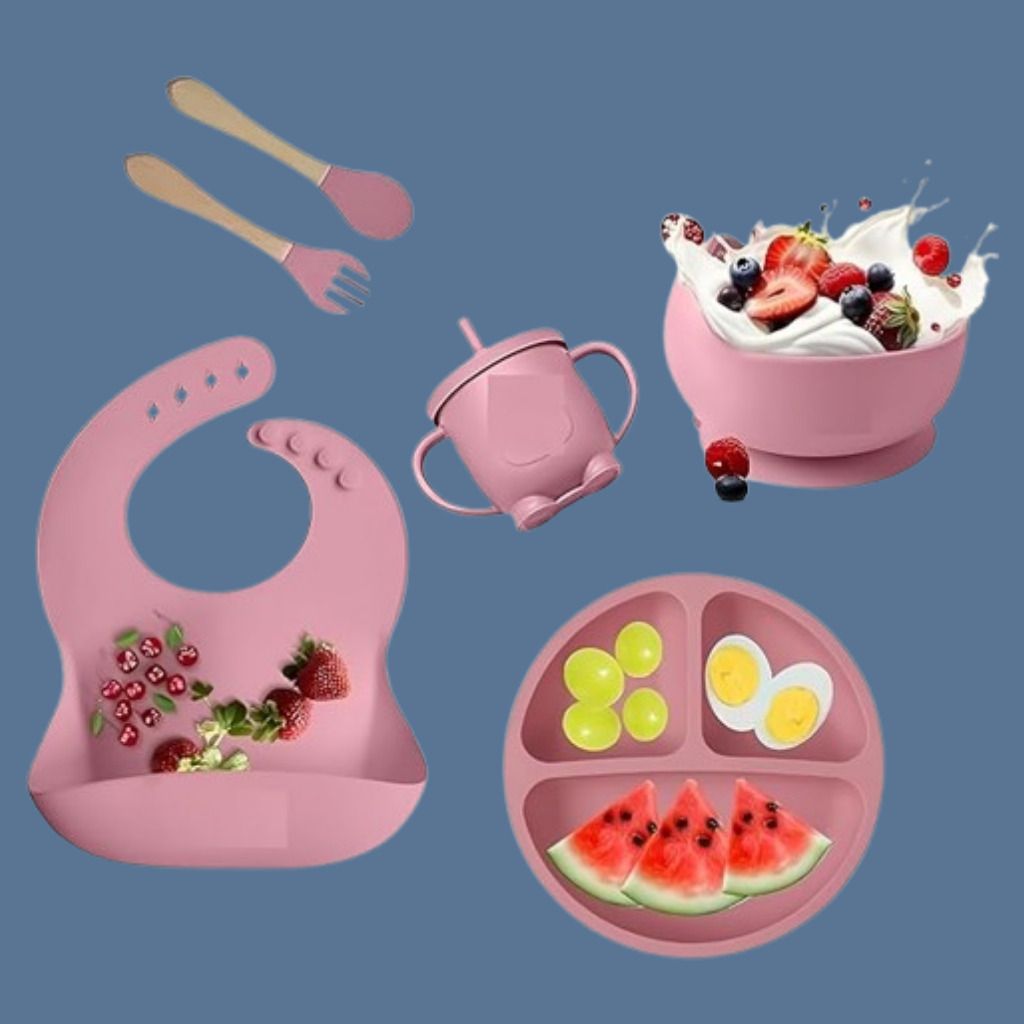 6PC_Baby Meal Essentials Set with Bib Plate Bowl and Spoon - Silicone-image-46