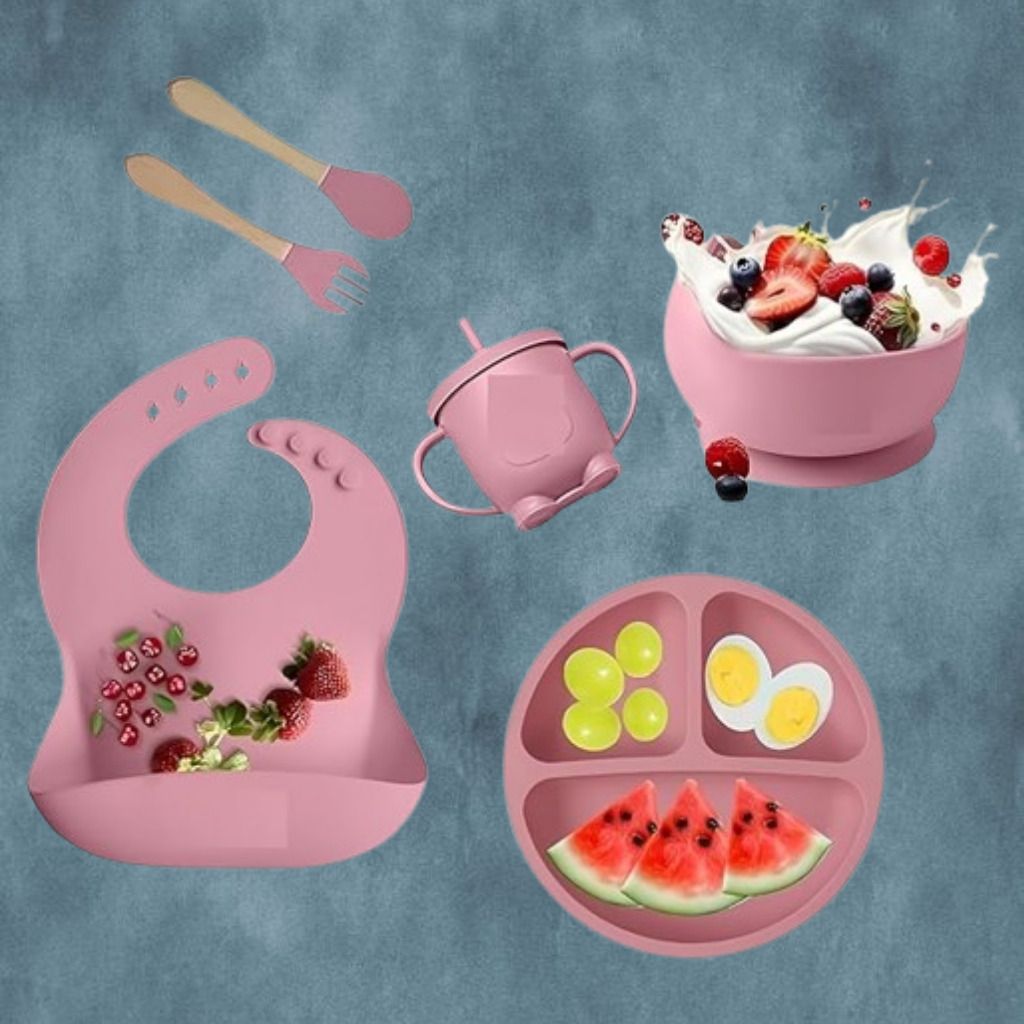 6PC_Baby Feeding Set with Sipper Bowl Plate and Utensils - Silicone-image-31