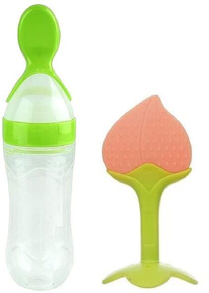 saraswati kart Baby Spoon Feeding Bottle & Fruit Nibbler With Fruit Teether Apple Shape - Silicone-picture-11