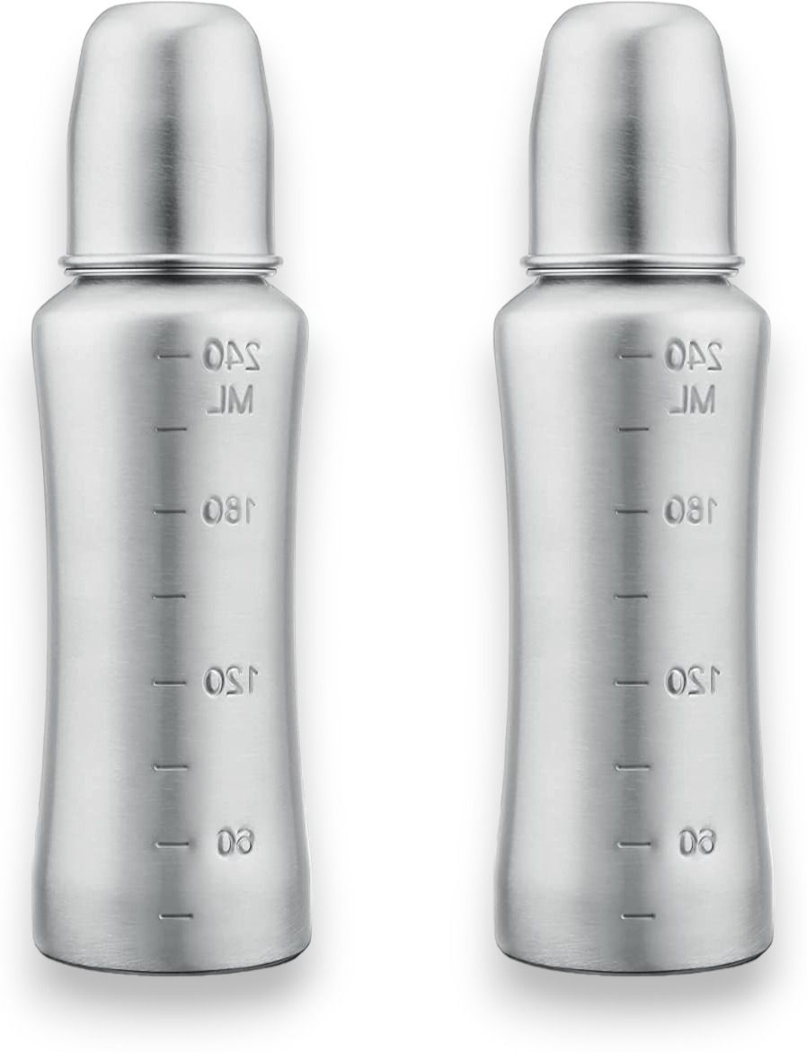 rb point Pack of 2 Stainless Steel Infant Baby Feeding Bottle Milk Bottle- Food Grade Plastic, Silicone-picture-35