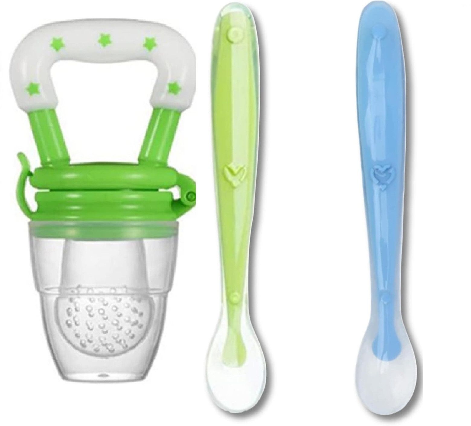 2pc Baby Feeding Spoons & Fruit Food Feeder (Combo Pack of 3) - Silicone-image-41