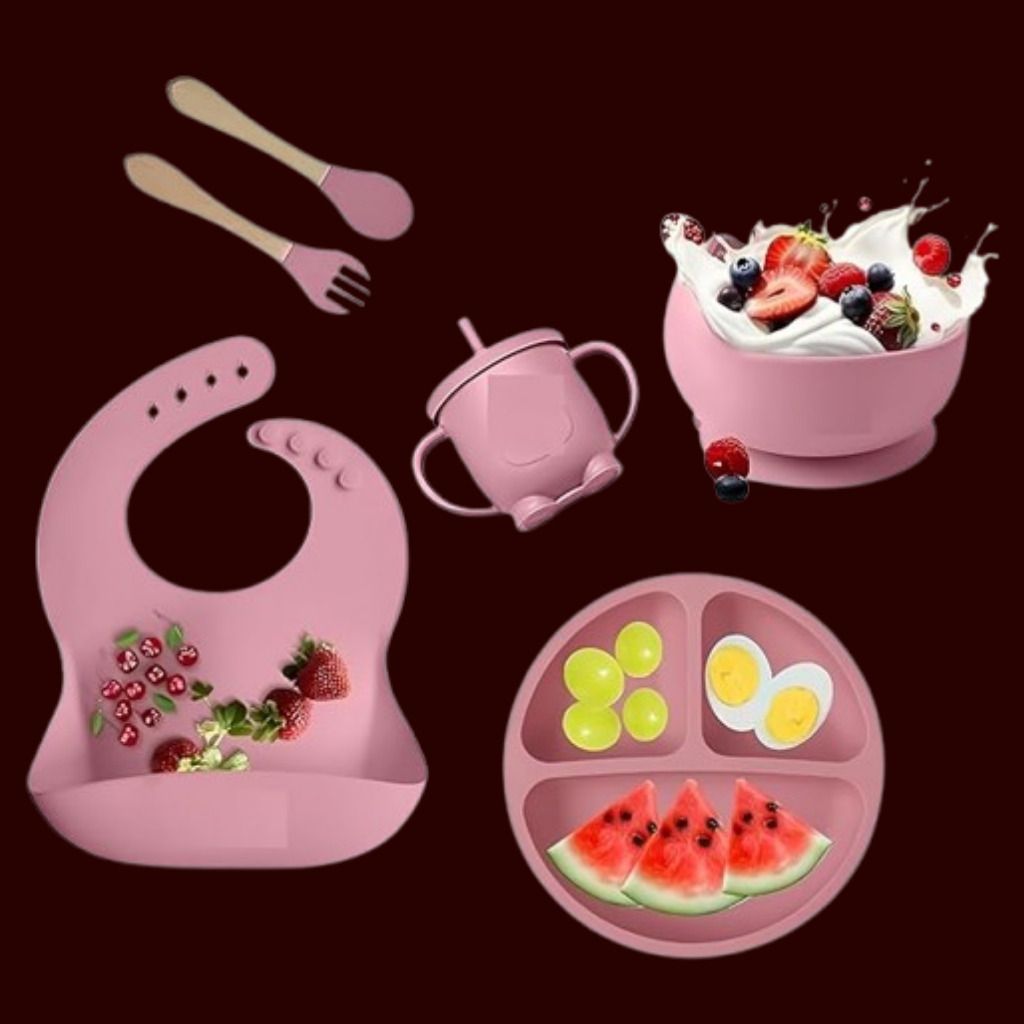6PC_Infant Feeding Essentials with Plate Bowl Spoon and Bib - Silicone-image-4