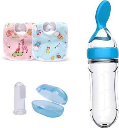 Baby Finger Brush Bibs Water proof & Spoon Feeder For feeding - Silicone-image-43