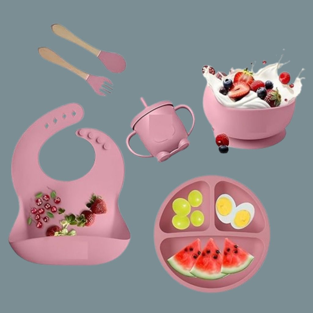 6PC_Toddler Feeding Combo with Divided Plate Bowl and Cup - Silicone-image-49
