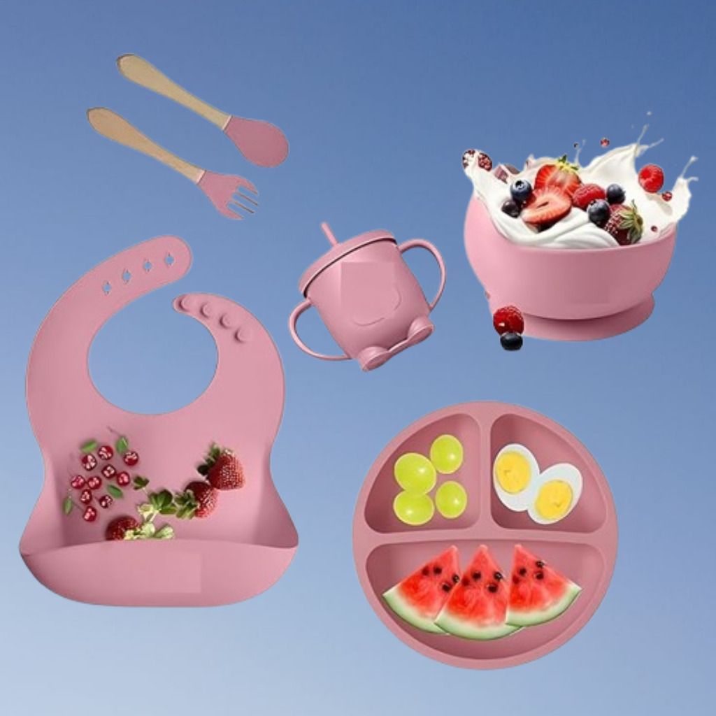 6PC_Kids Feeding Set with Spoon Fork Bowl Plate and Sipper - Silicone-image-48