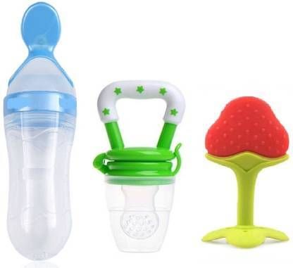 Baby Fruit Nibbler, Teether & Spoon Feeder For feeding Fruit Shape (Pack of 2) - Silicone-image-36