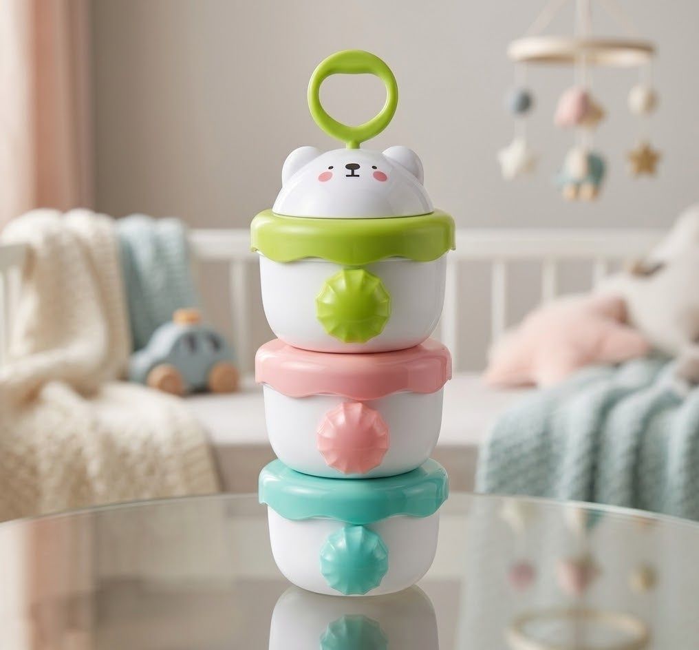 banqlyn 3-Layer Portable Milk Powder Dispenser & Modular Snack Container for Baby - BPA Free-picture-3