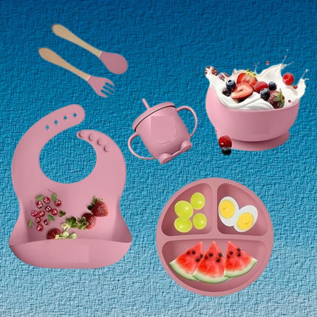 6PC_Baby Feeding Essentials with Bib Plate Bowl and Spoon - Silicone-image-42