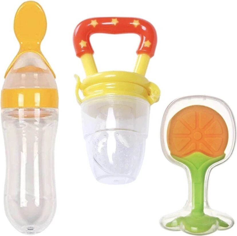 Combo of Food Feeder & Baby Fruit Nibbler & Silicone Teether for 3 -24 M Baby - silicone