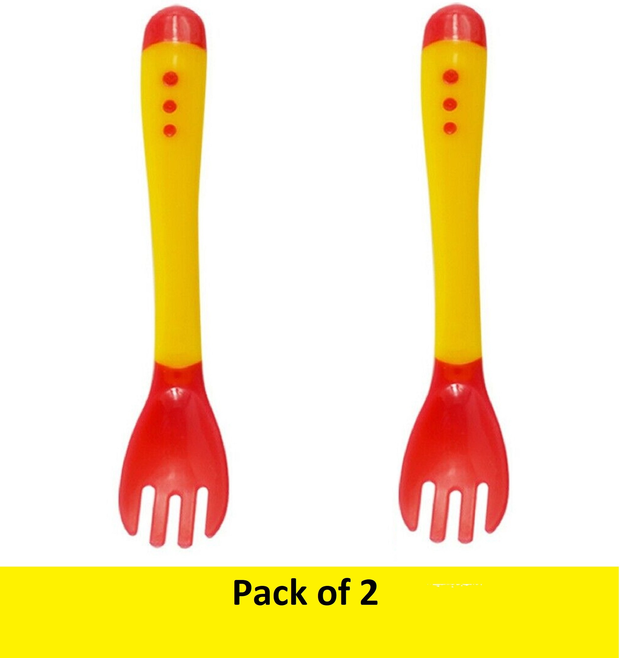 smiker Temperature & heat Sensing Color changing Silicone feeding fork For Infants- Silicon image 1