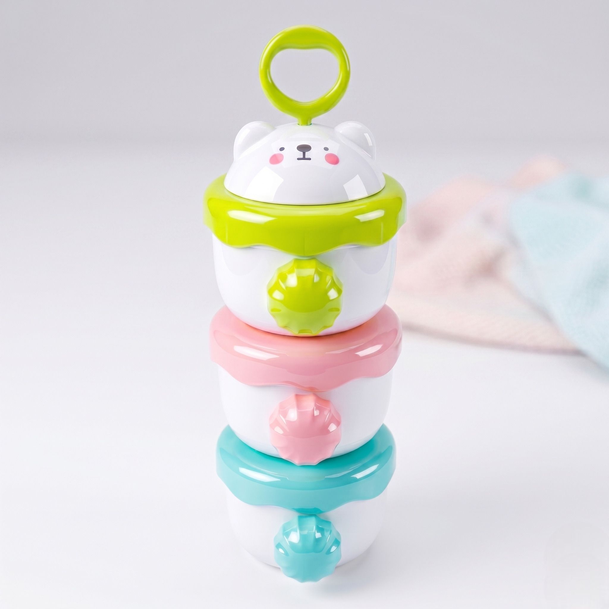 qblyn 3-Layer Portable Milk Powder Dispenser & Modular Snack Container for Baby - BPA Free-picture-2