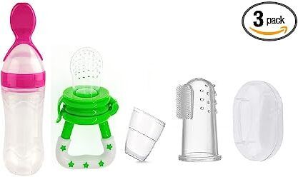 Baby Spoon Feeding Finger Brush & Fruit Feeder BPA free (Pack of 3) - Silicon-image-36