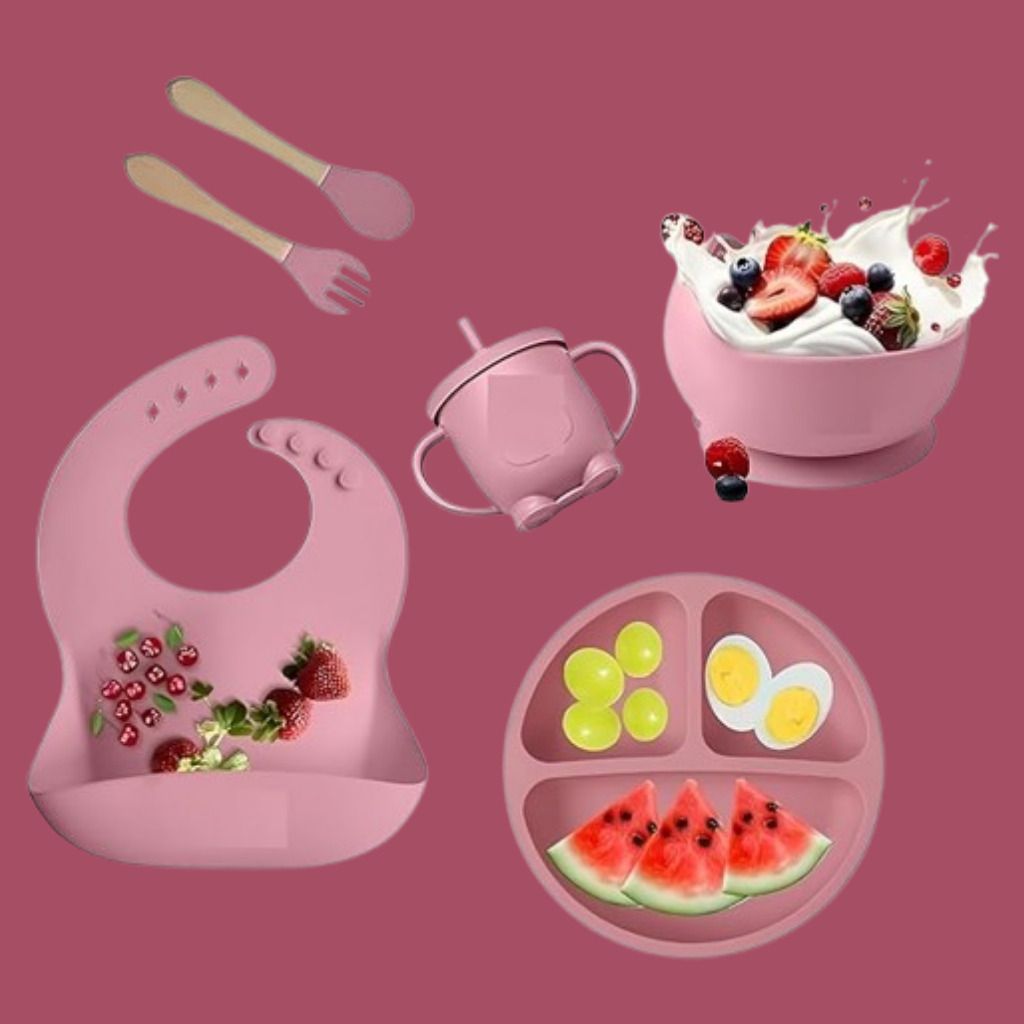 6PC_Toddler Feeding Kit with Cup Bowl Plate and Utensils - Silicone-image-40