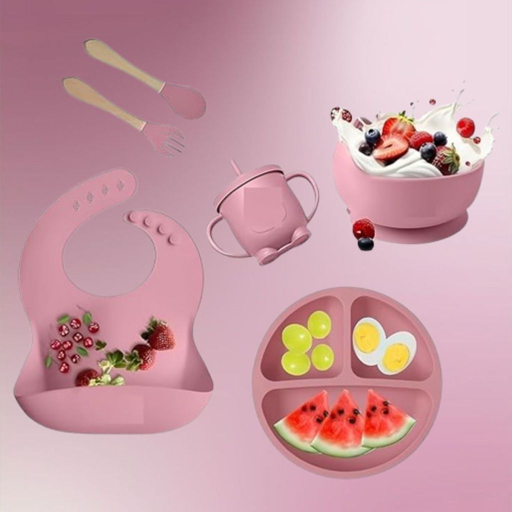 6PC_Kids Feeding Combo Set with Bib Sipper Bowl and Plate - Silicone-image-14