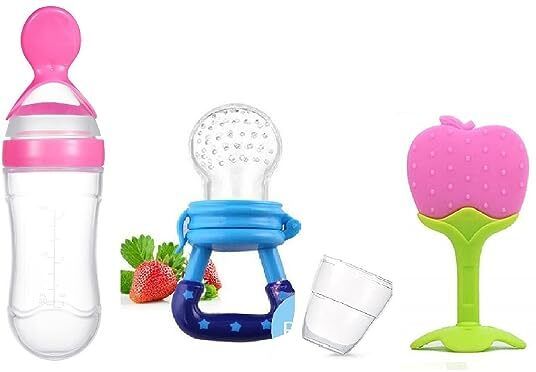 Baby fruit nibbler with fruit teether & spoon feeding bottle for feeding (Set 3) - Silicone-image-25