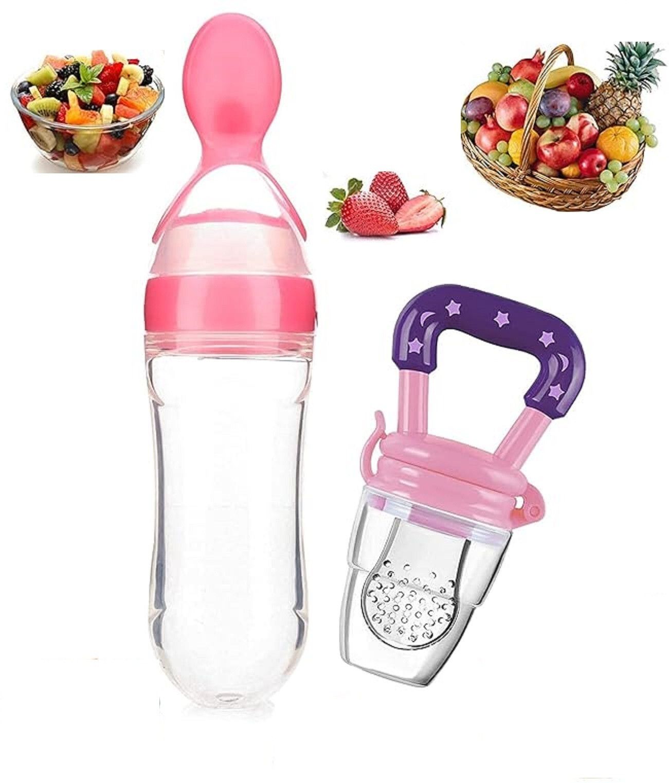 nxgtya 90MLNewborn Baby Feeding Bottle Silicone Squeeze Feeding Spoon and Fruit feeder4 - Silicone-picture-20