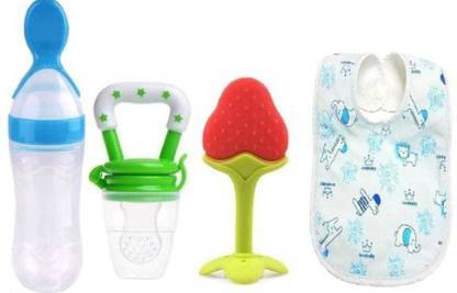 saraswati kart Baby Fruit Nibbler, Teether & Spoon Feeder For feeding Teether and Feeder Orange - Silicone image 1