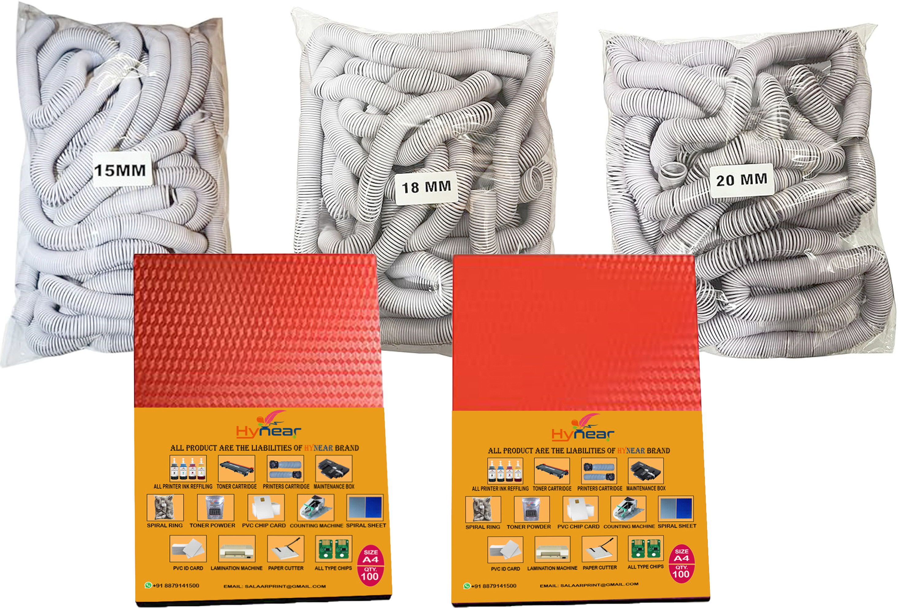 HYNEAR High Quality Spiral Bainding Ring White With Red Spiral Sheet+Transparent Sheet Manual Ring Binder image 1