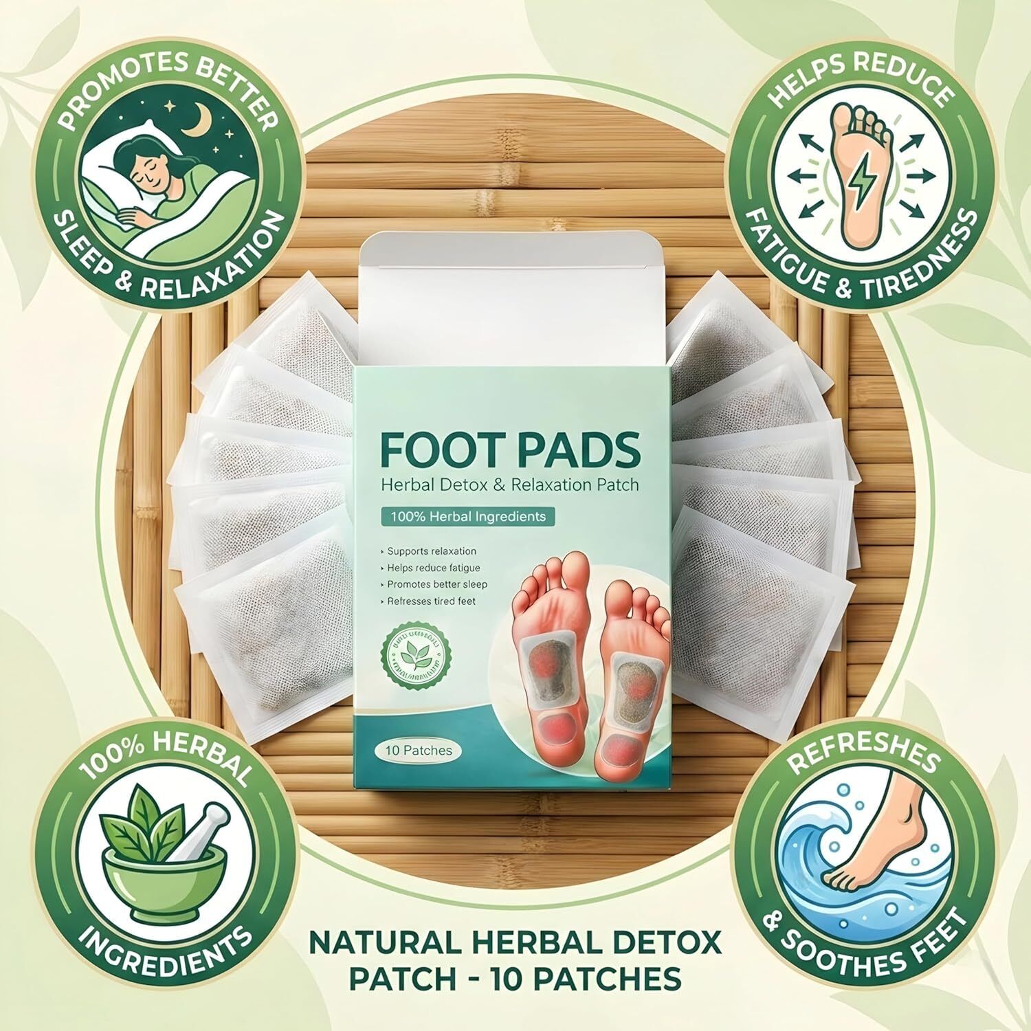 begmean Foot Patch for Relaxing Night Care | Herbal Pads Pack of 10 Foot Support-picture-2