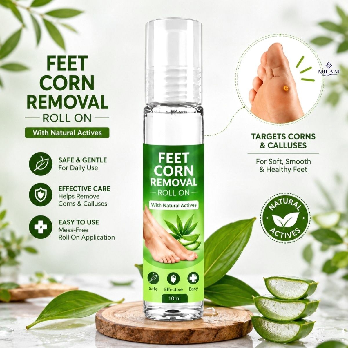 milani feet corn removal roll on foot support | Essential Feet Corn Removal Roll On-picture-1