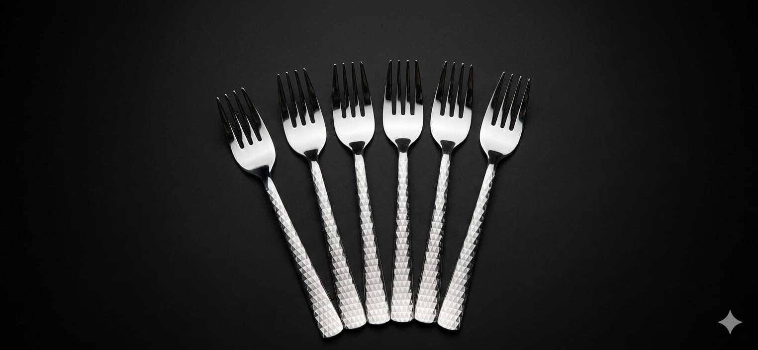 aarvenox Stainless Steel Dining Fork Set with Textured Handle for Daily Table Use Stainless Steel Dessert Fork Set-picture-37