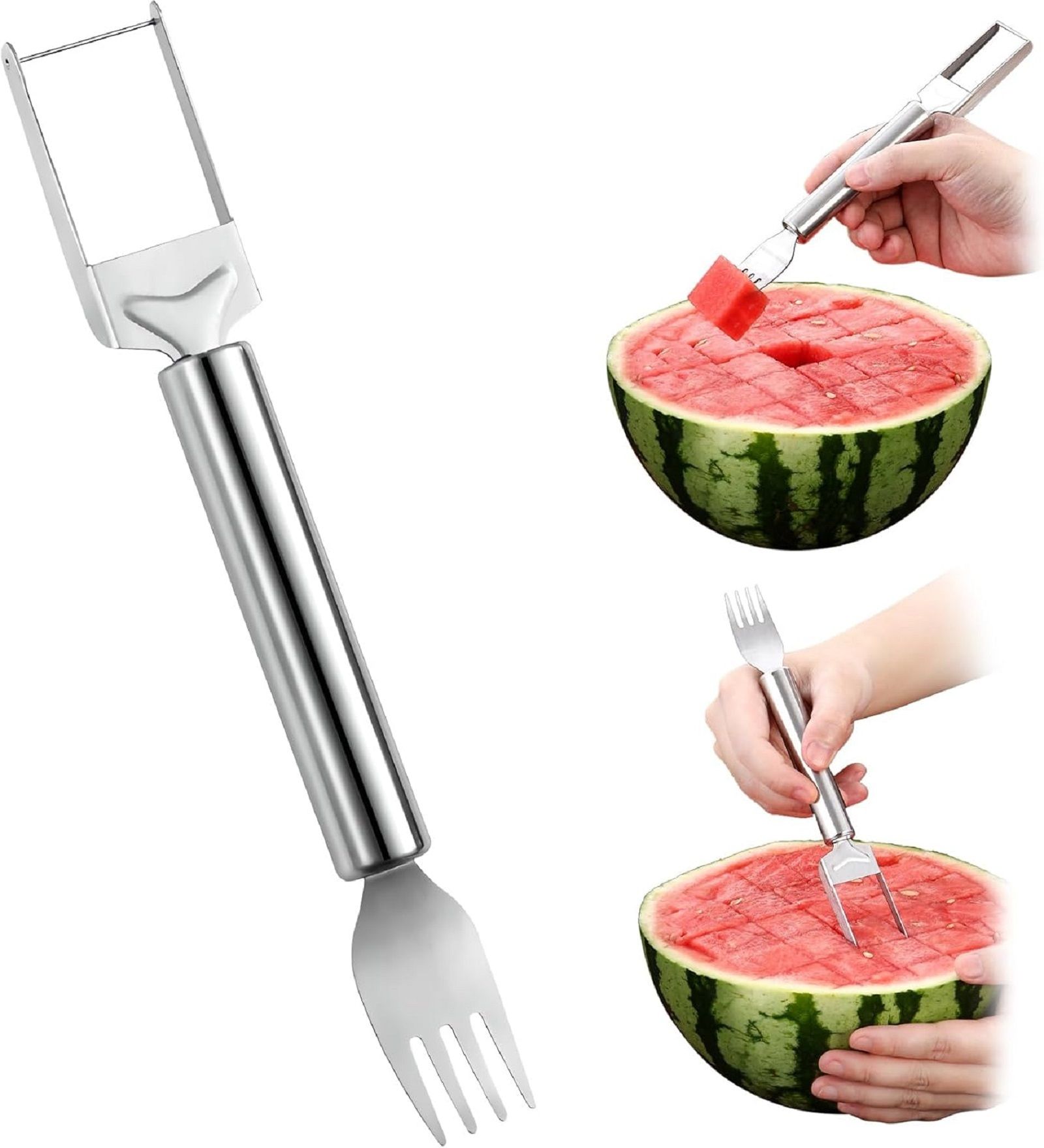 roovia 2-in-1 Stainless Steel Watermelon Cutter & Fork Slicer Stainless Steel Fruit Fork-picture-35