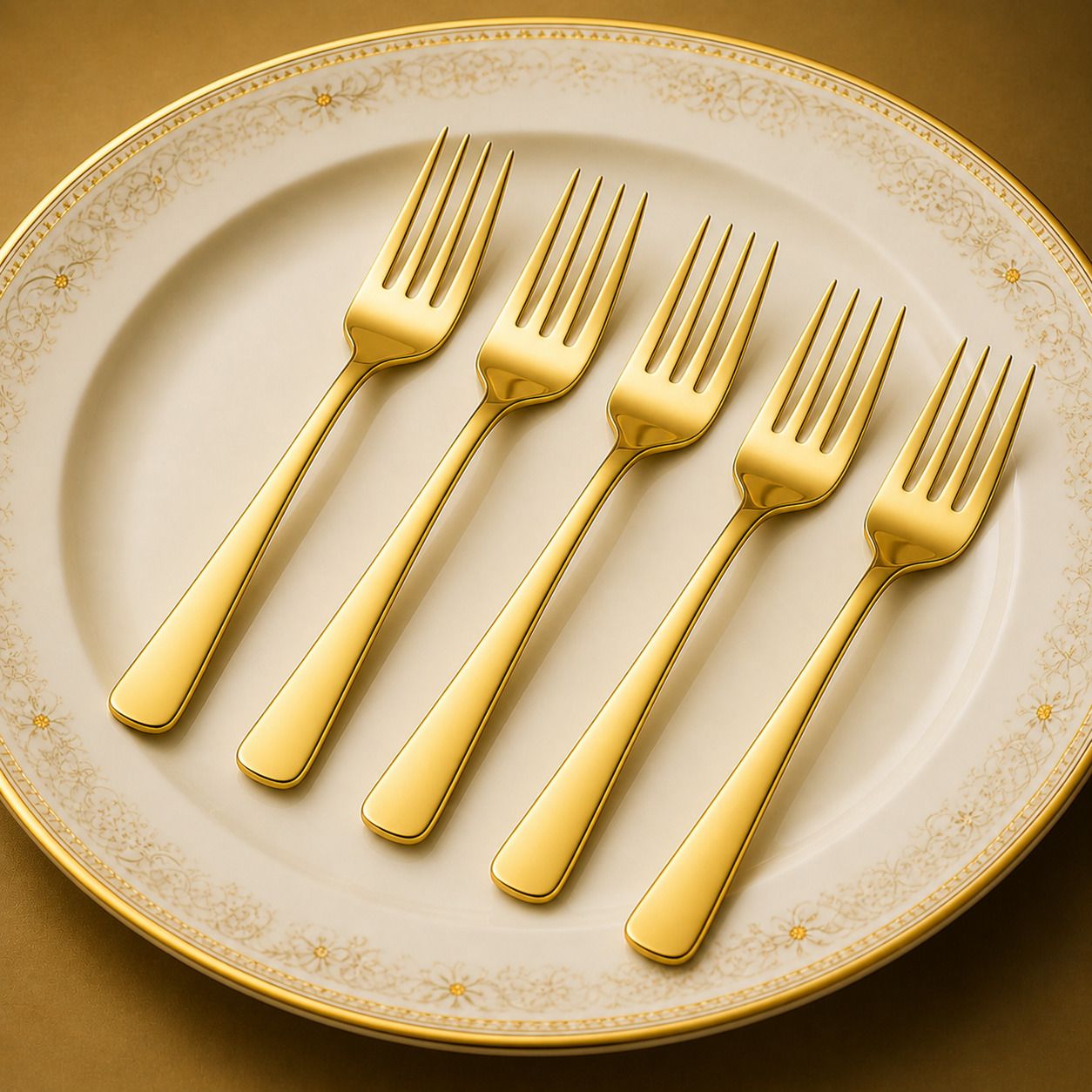 - Gold PVD Fork Set Of 5 - 17cm Long - Premium Forks For Home & Kitchen Gold Plated Dinner Fork, Fruit Fork, Salad Fork, Serving Fork Set-image-37