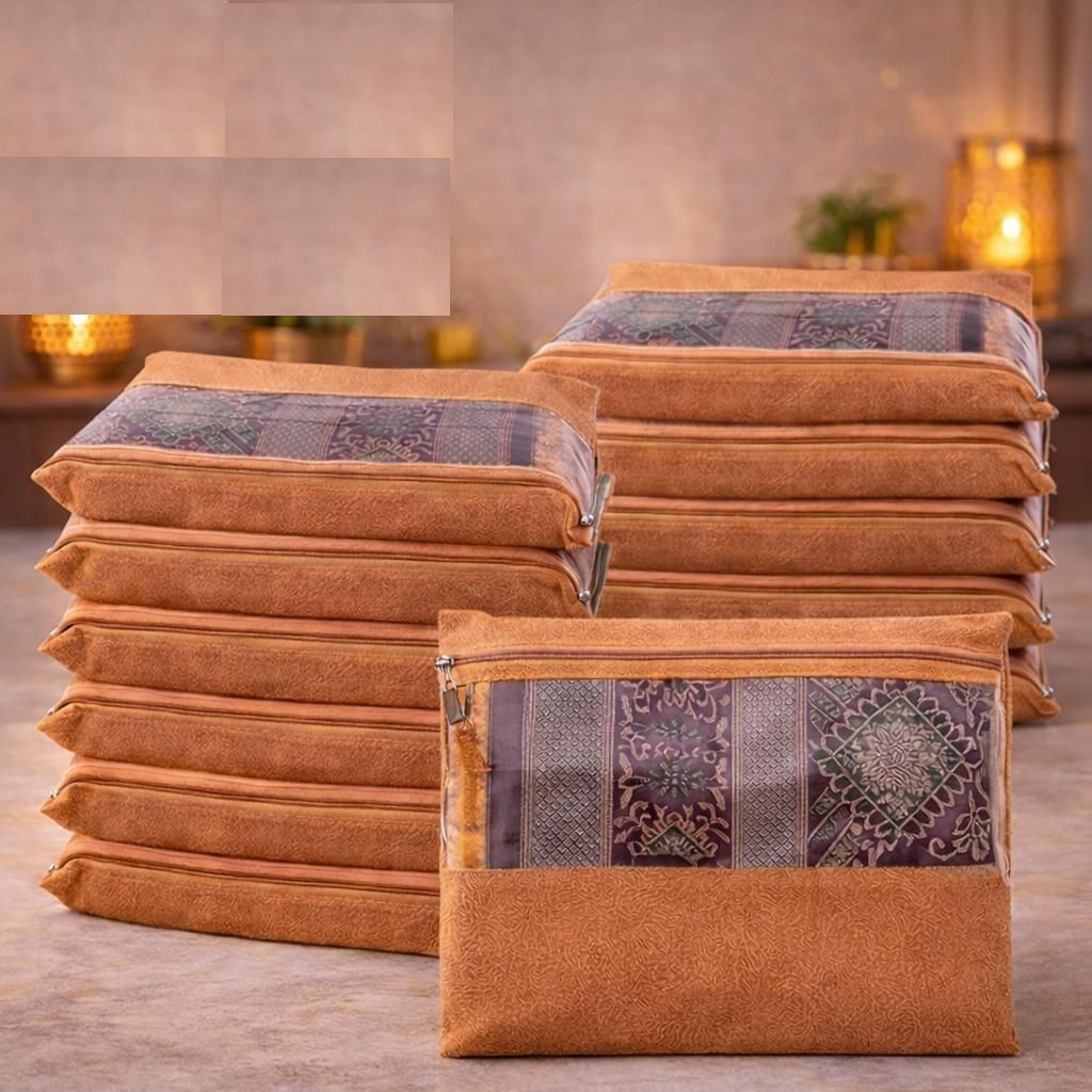 PRIMERION Non-woven Saree Bags, Transparent Saree Covers With Zip-P-86 Polyester Laundry Bag-image-21