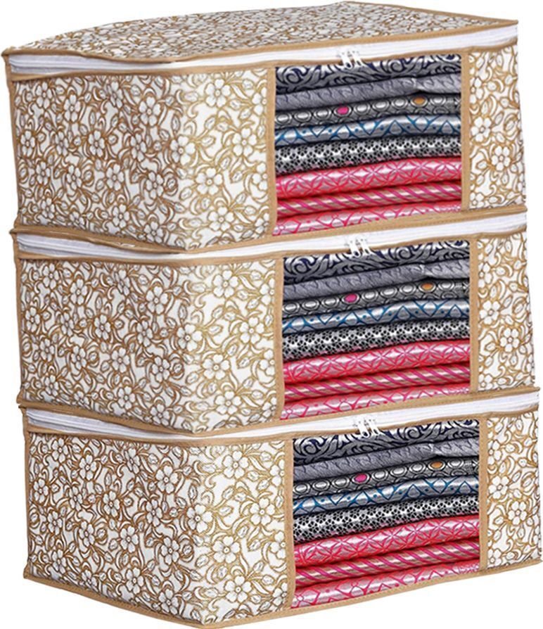 CIVONA Non-woven Saree Bags, Transparent Saree Covers With Zip-C-215 Polyester Laundry Bag-image-33