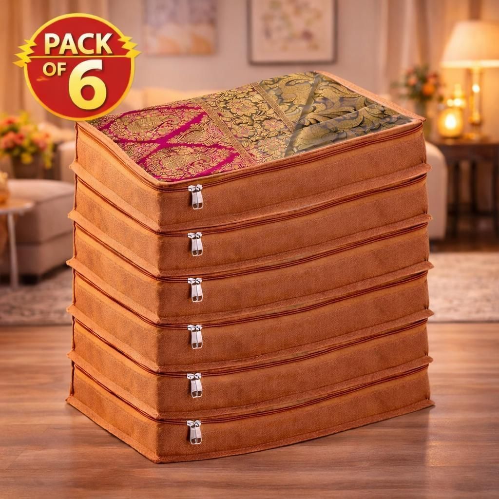 PRIMERION Non-woven Saree Bags, Transparent Saree Covers With Zip-P-78 Polyester Laundry Bag-image-20