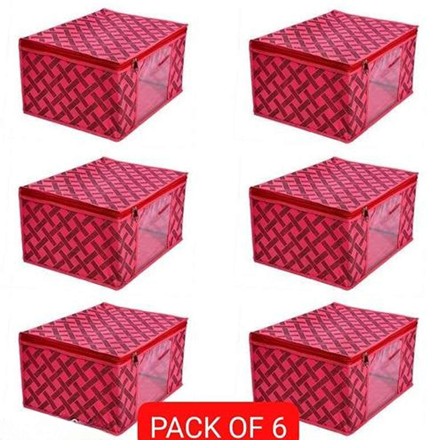 PRIMERION Non-woven Saree Bags, Transparent Saree Covers With Zip-P-19 Polyester Laundry Bag-image-7