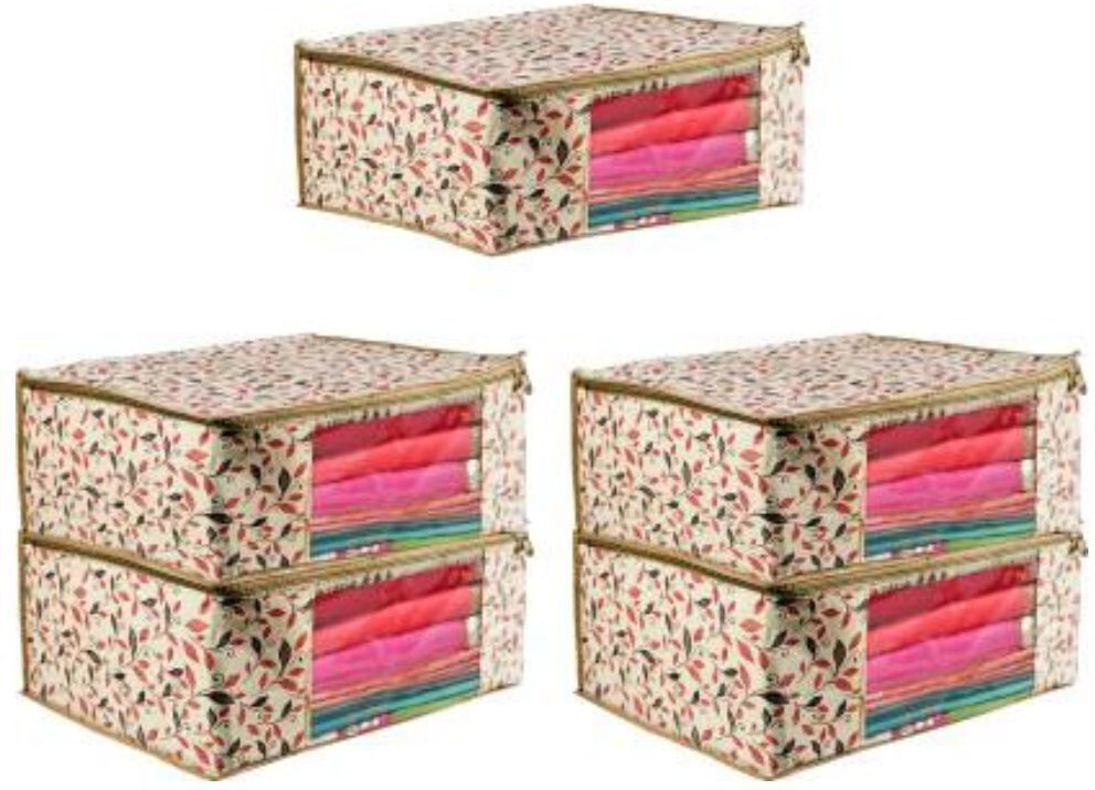 CIVONA Non-woven Saree Bags, Transparent Saree Covers With Zip-C-128 Polyester Laundry Bag-image-35